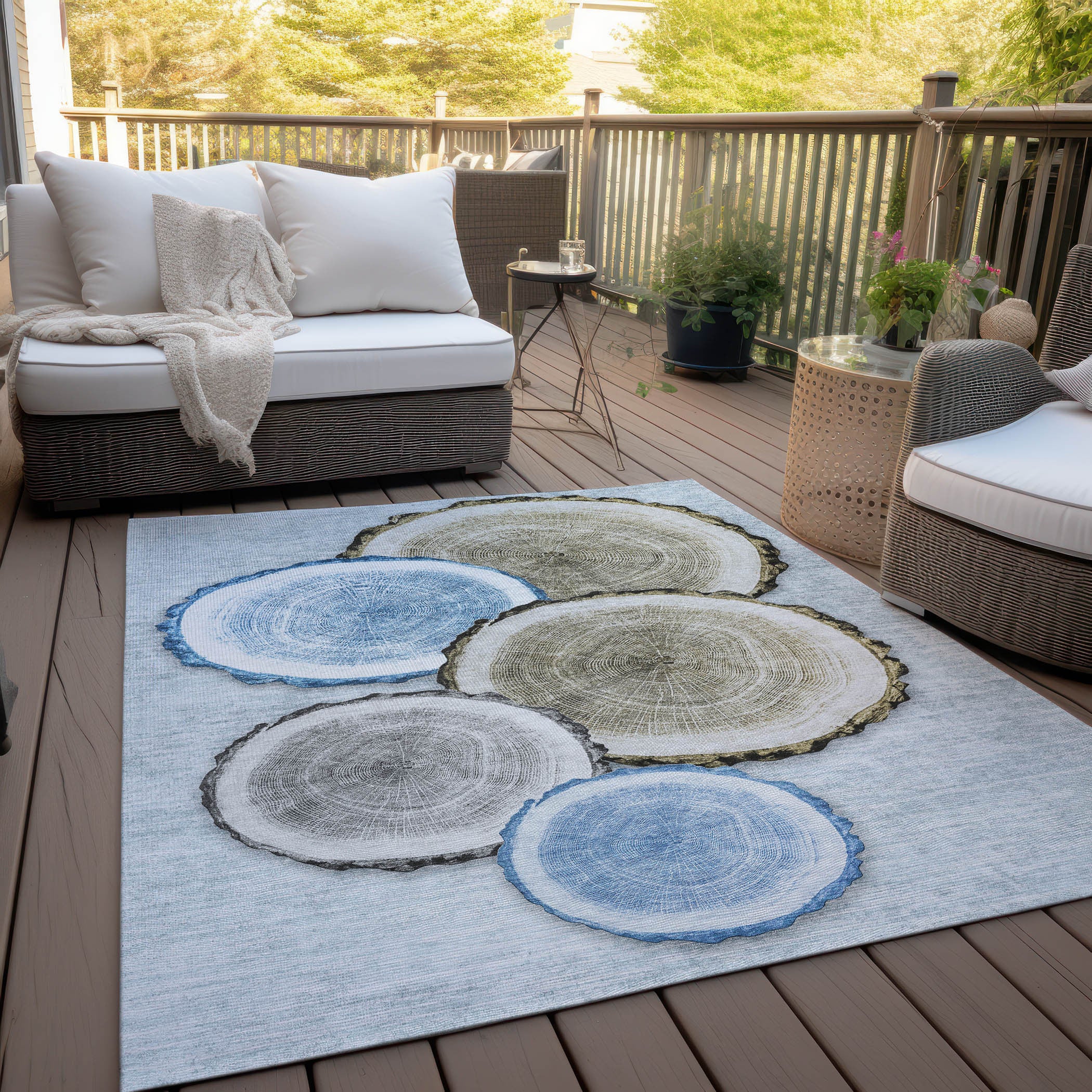 Stylish and Washable Faux Wood Design Outdoor and Indoor Runner Rug with Stain Resistance and Non-Skid Feature