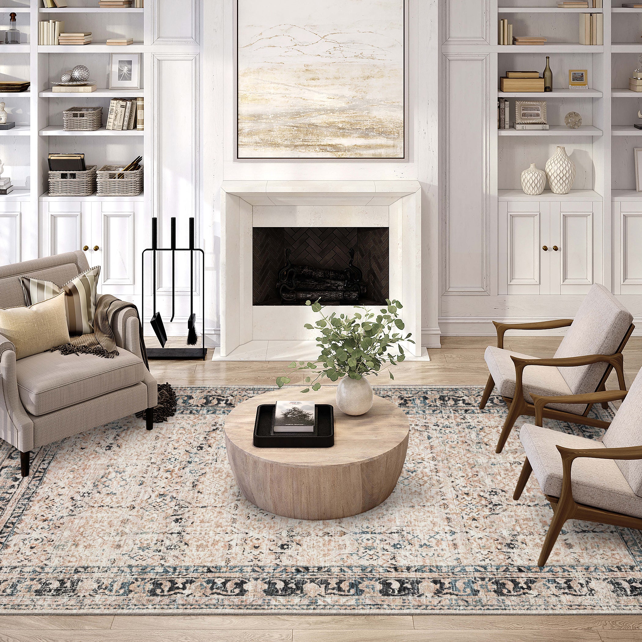 Jericho Transitional Area Rug - Soft 100% Polyester, Vibrant Colors, Non-Skid Backing