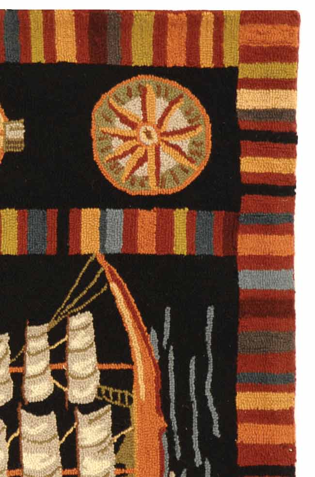 Exquisite Hand-Hooked Wool Rug with Stunning Rectangular Design and Artisan Allure