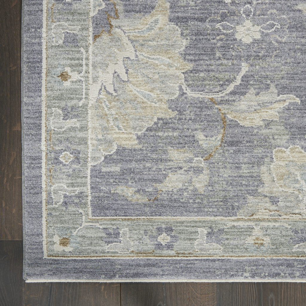 5' x 8' Elegant Ivory and Gray Floral Power Loomed Area Rug for Warm Living Spaces
