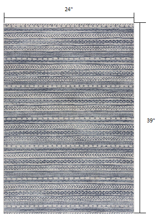 Navy Blue Abstract Power Loom Runner Rug - High - Quality, Artful Design for Your Space
