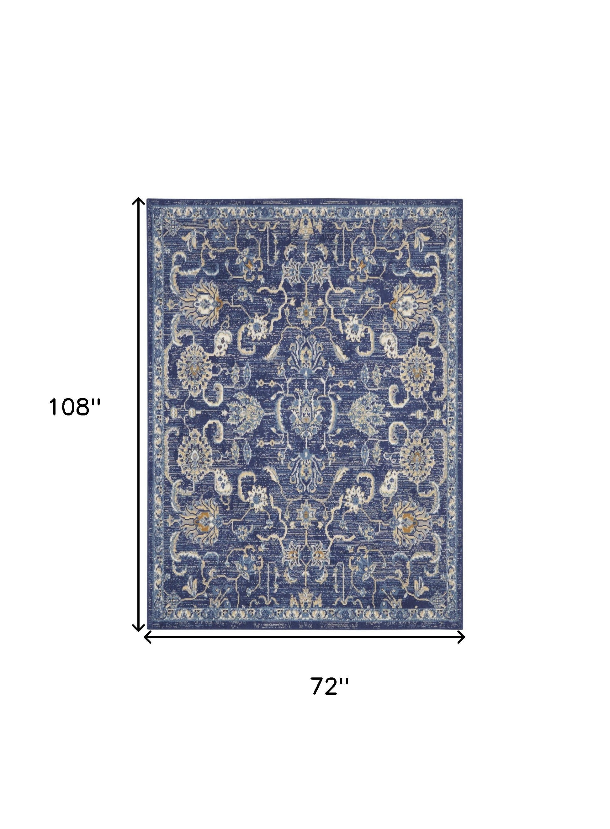 Exquisite 6-Foot by 9-Foot Blue and Beige Floral Power Loomed Area Rug for a Graceful Home Decorating Style