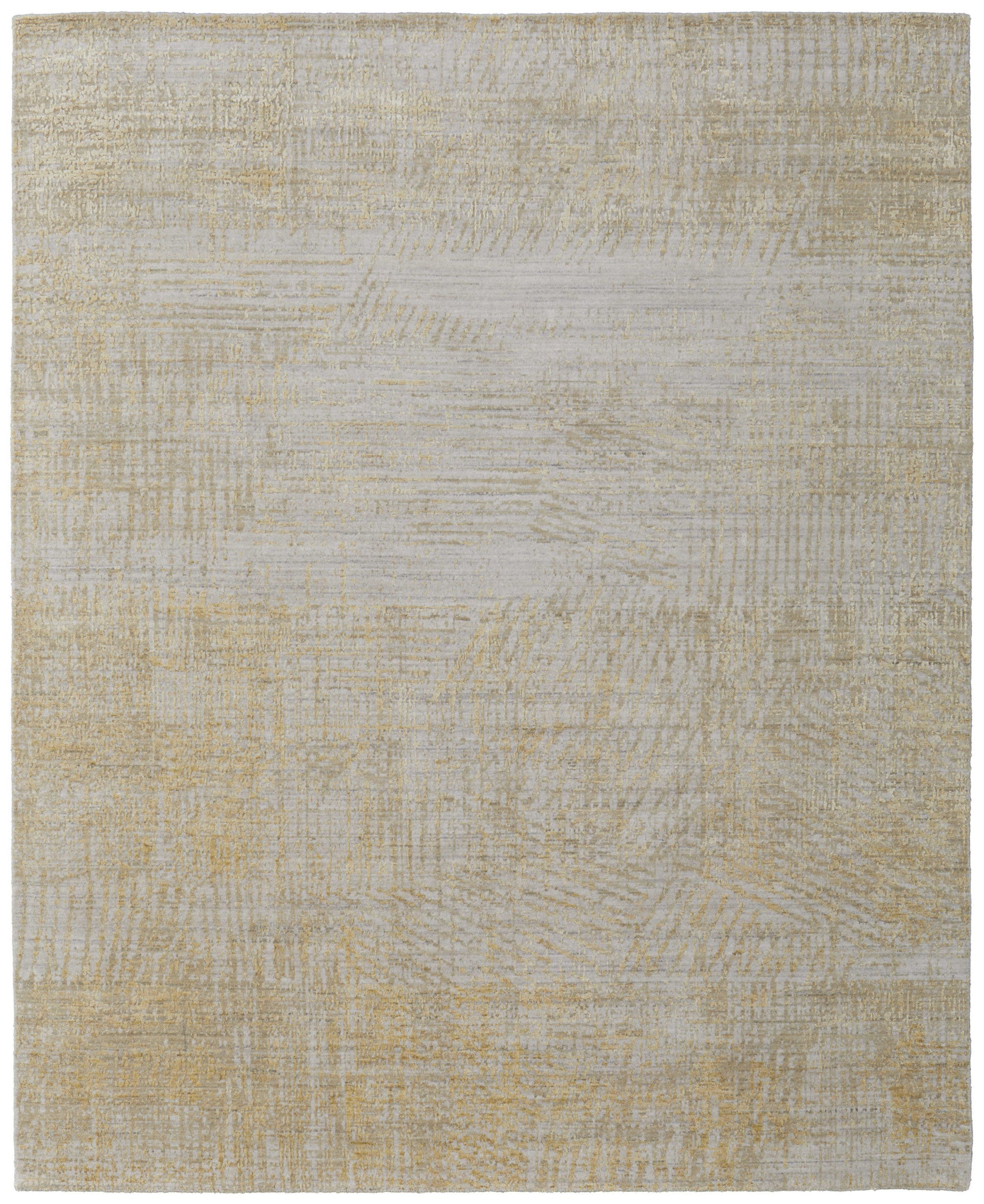 Exquisite Hand-Woven Abstract Area Rug in Ivory and Yellow for a Cozy Home