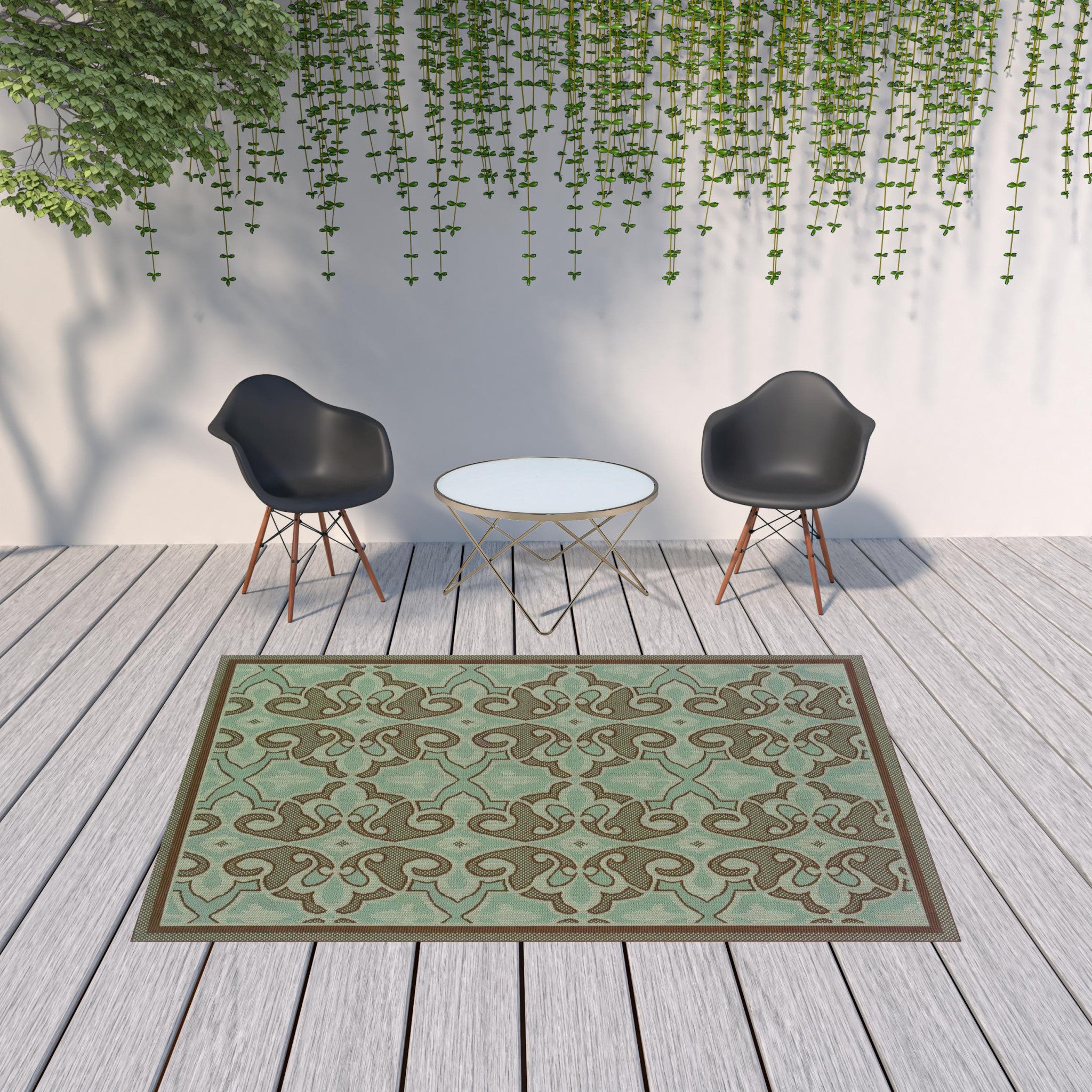 Stylish and Comfortable Blue Oriental Stain-Resistant Indoor-Outdoor Area Rug for Any Living Space