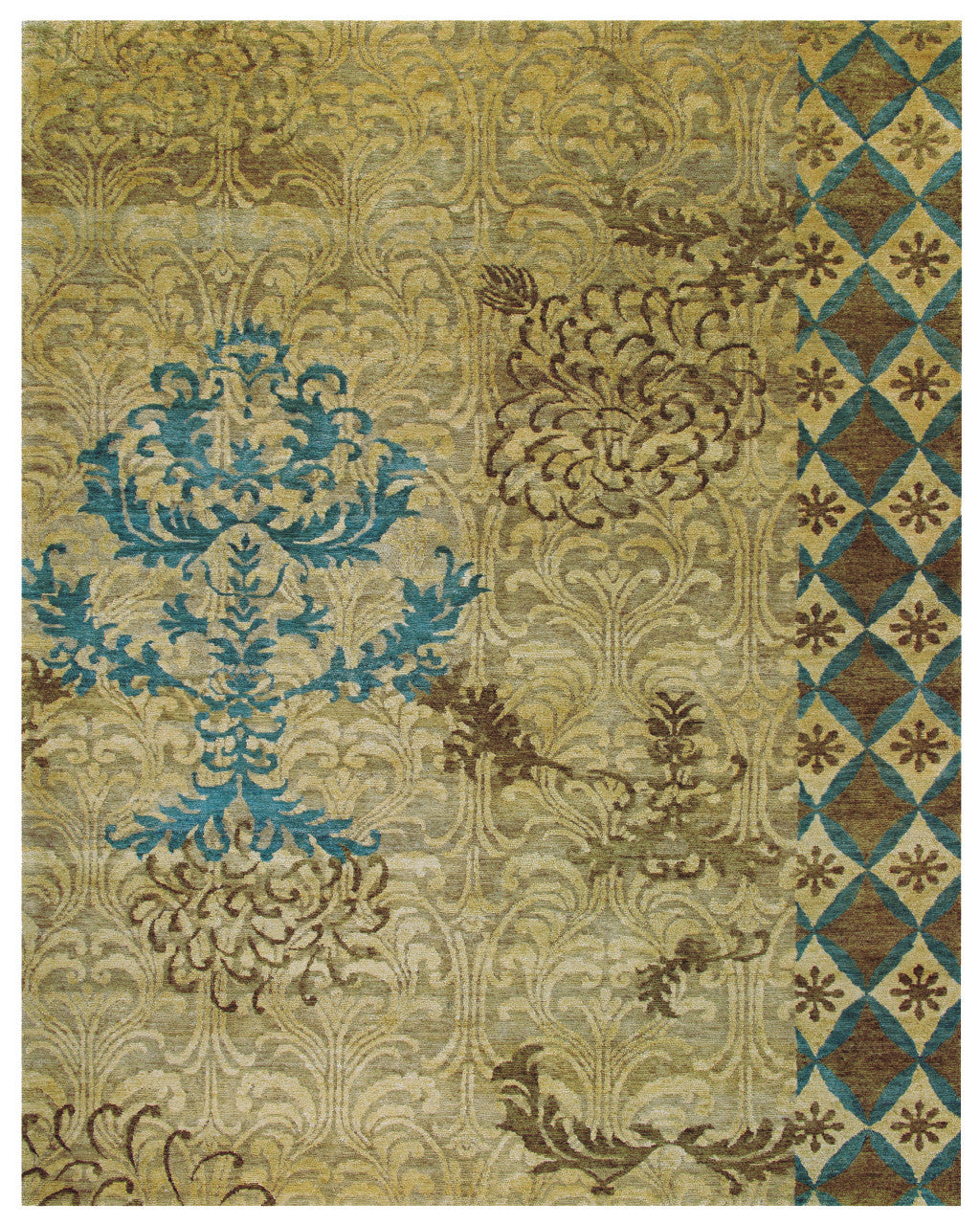 Exquisite Hand-Knotted Wool Blend Floral Area Rug for Elegant Home Decor