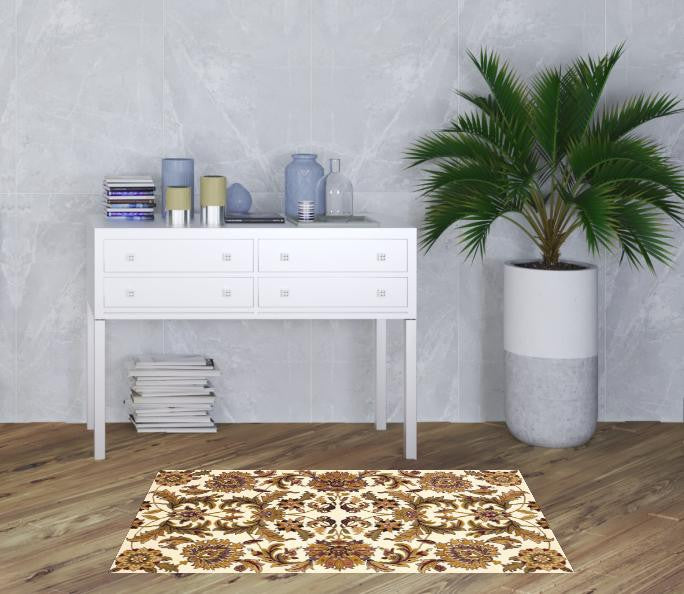 Exquisite Ivory and Red Classic Style Kashan Area Rug - A Stunning Piece of Art for Your Home Decor