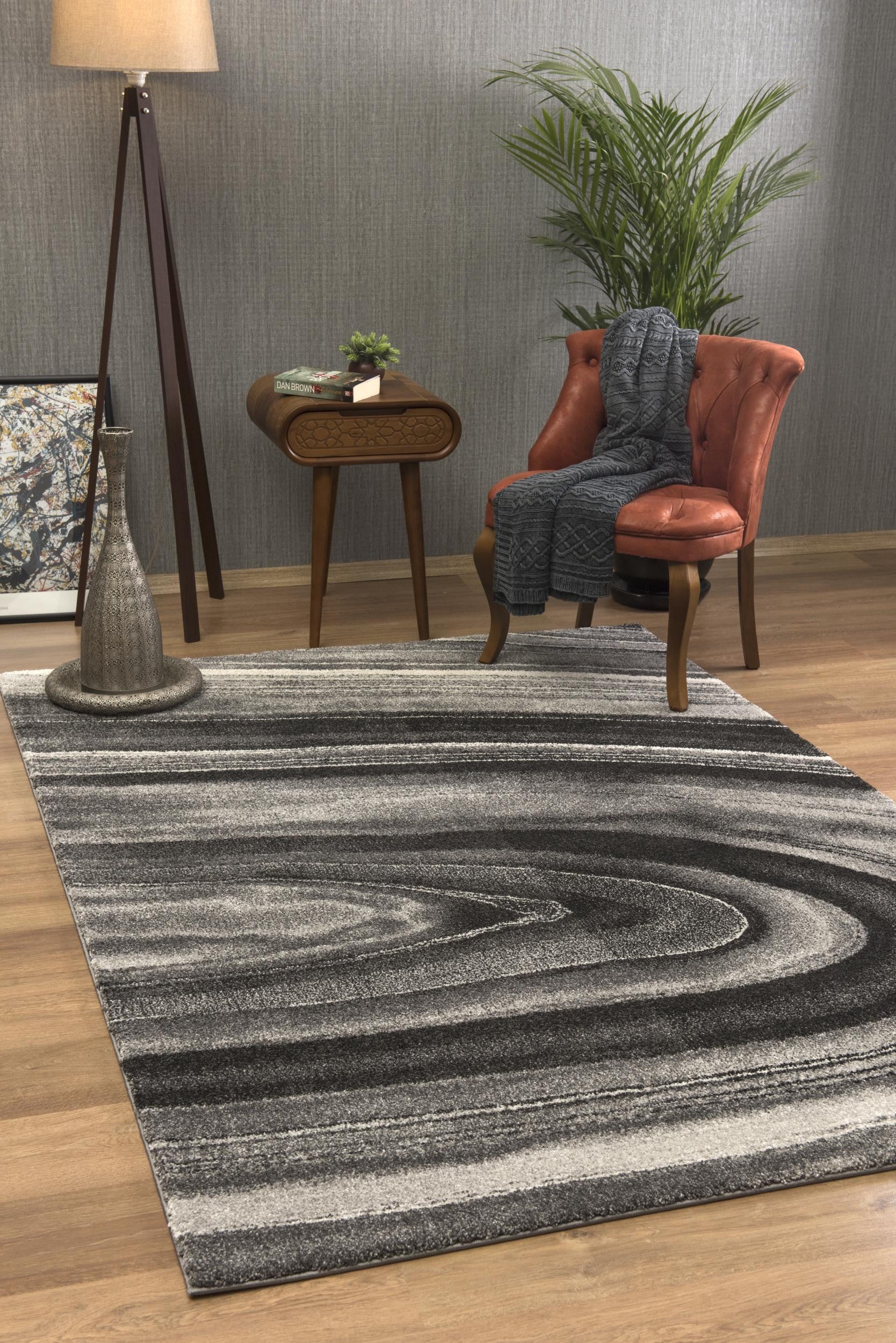 Stylish Dark Gray Abstract Illusional Modern Area Rug for Interior Decoration - Elevate Your Living Space with Contemporary Luxury and Comfort
