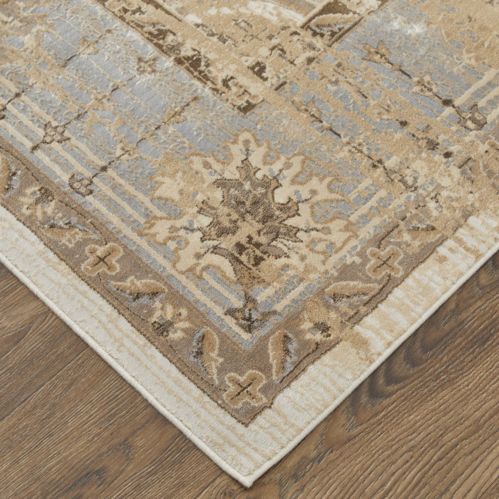 Luxurious Distressed Turkish Area Rug in Tan and Gray for a Cozy Home