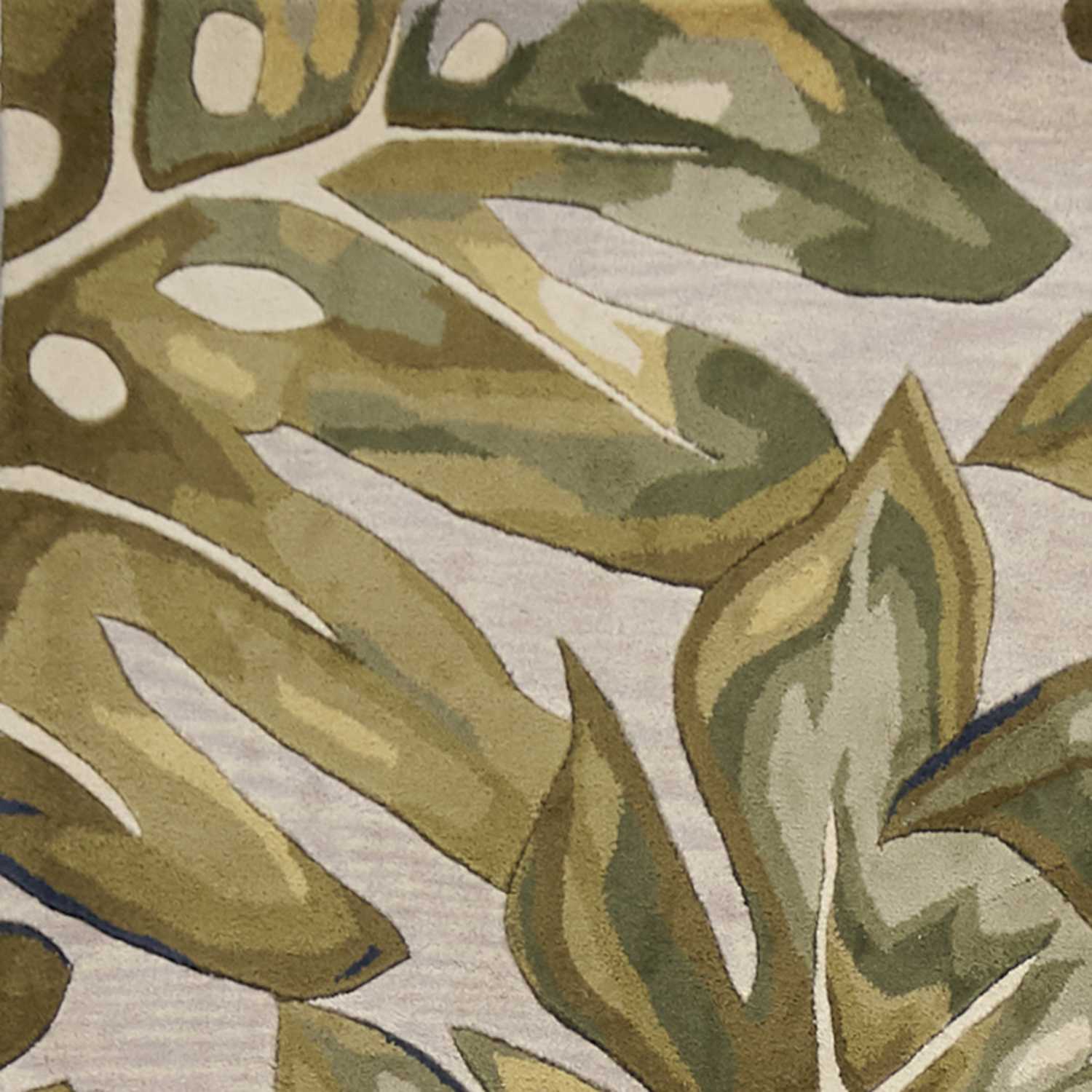 Exquisite Hand - Tufted Wool Tropical Botanical Area Rug in Refreshing Green and Elegant Ivory for a Comfortably Cozy Home Decor Style
