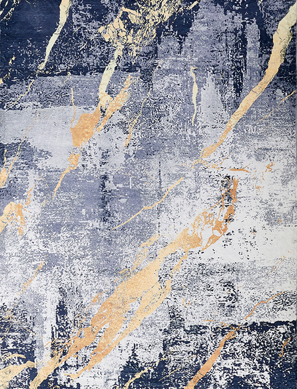 Exquisite Luxury Blue and Yellow Abstract Shag Style Area Rug with Softness, Stain Resistance and Non - Skid Comfort for Home Decor