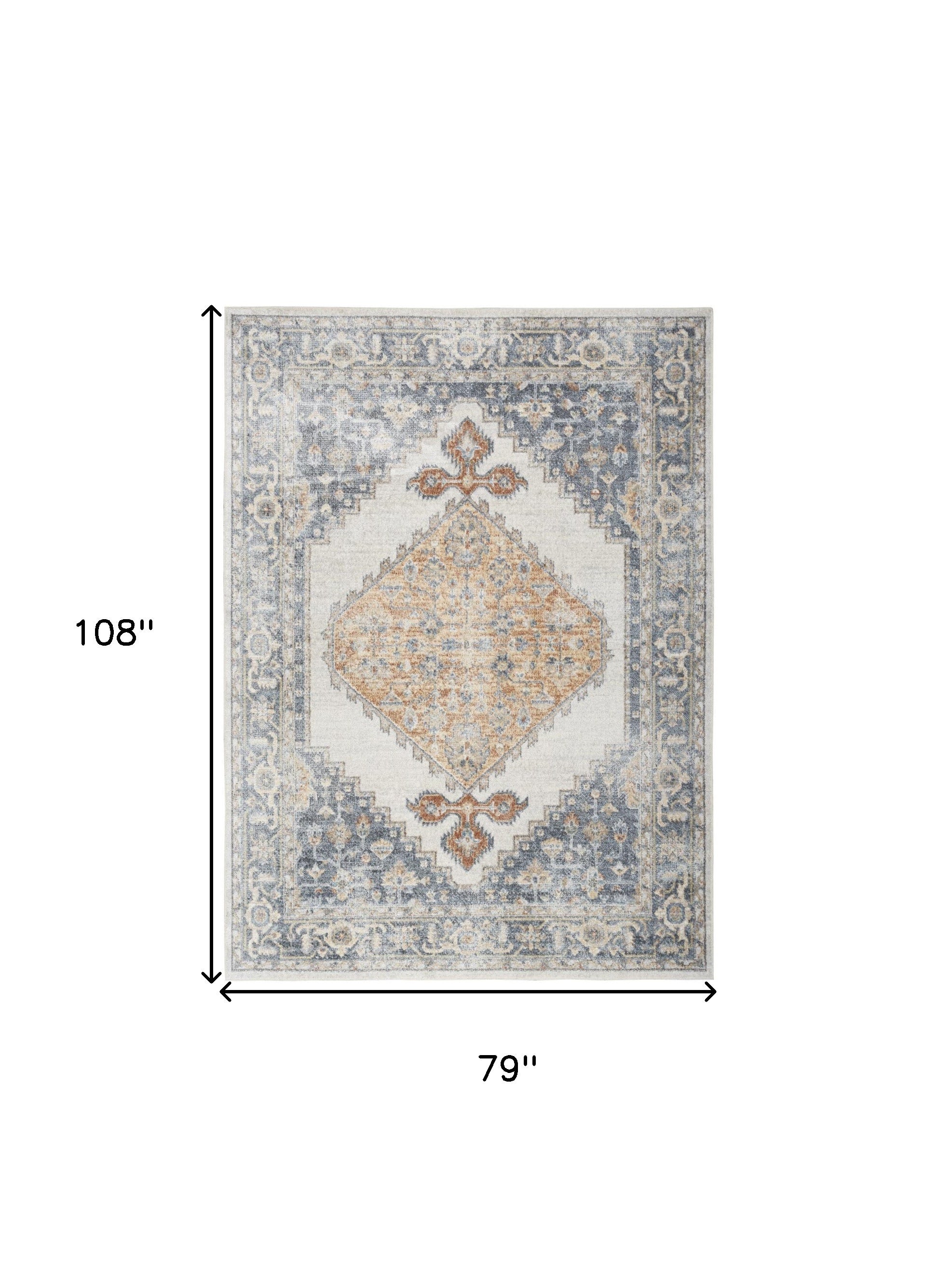 Stylish and Elegant 7-Foot by 9-Foot Gray Oriental Power Loomed Distressed Washable Area Rug Ideal for Modern Homes
