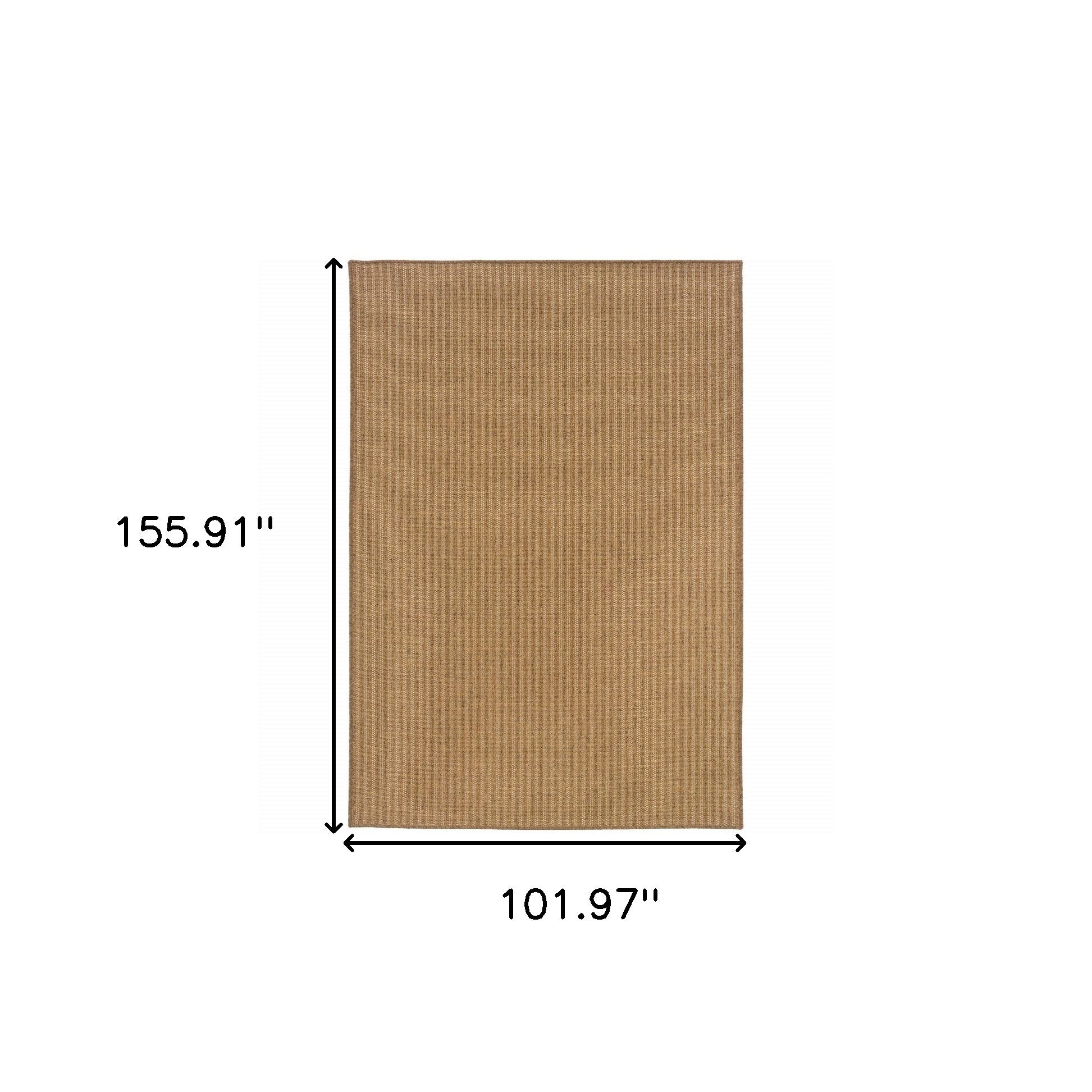 Stylish and Durable Tan Striped Stain-Resistant Round Outdoor Area Rug to Enhance Your Living Space