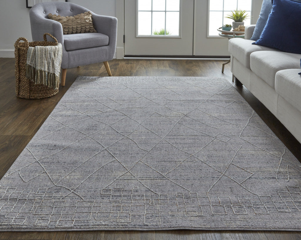 Gray Striped Distressed Power Loom Area Rug - Stain Resistant for Any Decor Style
