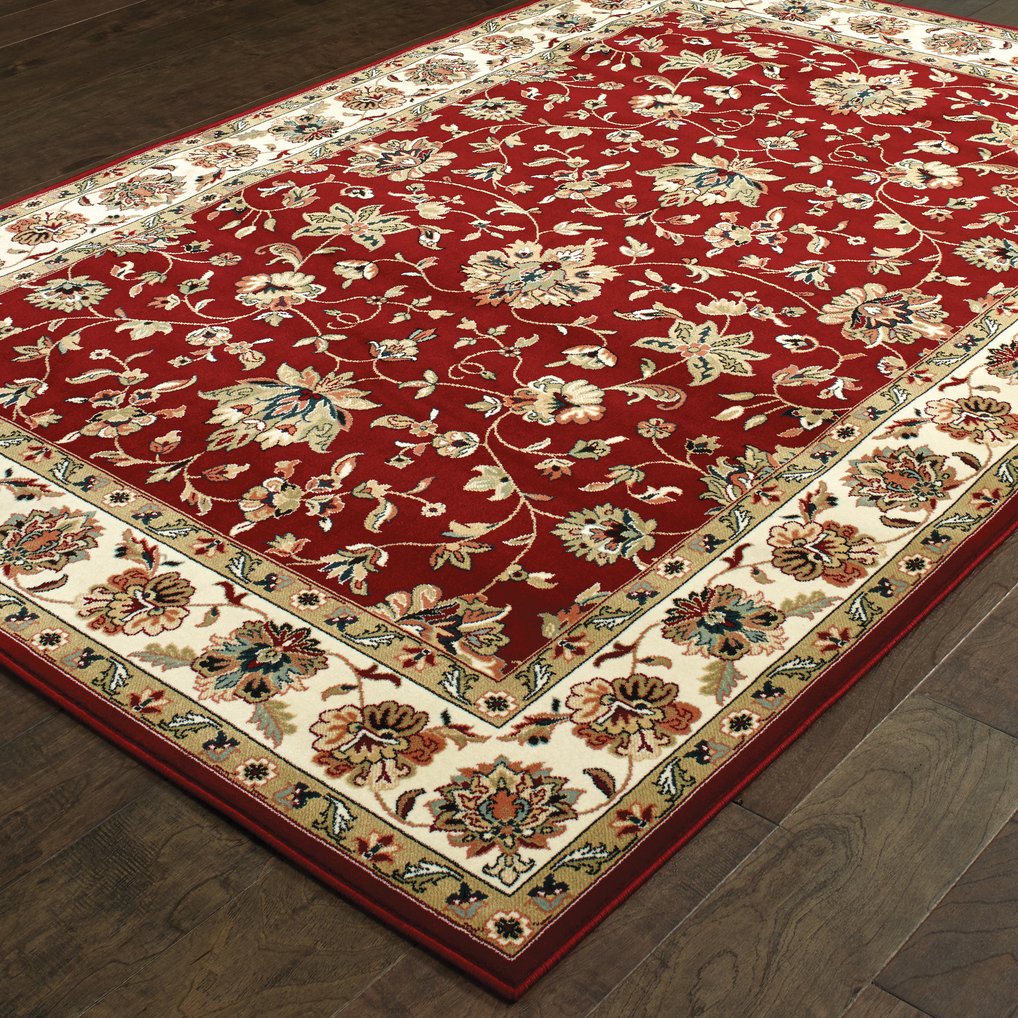 Luxurious Indoor Kashan Persian Area Rug in Red and Ivory - Soft and Stylish