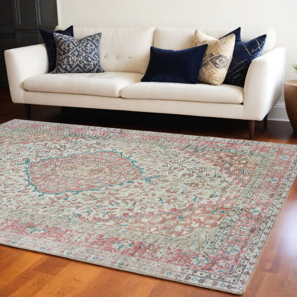 Luxurious Ivory and Soft Pink Oriental-Style Area Rug with Exquisite Floral Motif for Elegant Living Spaces