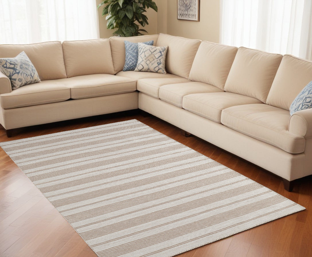 Stylish Modern Hand - Woven Stain - Resistant Area Rug with Striped Design for Comfortable Home Decor