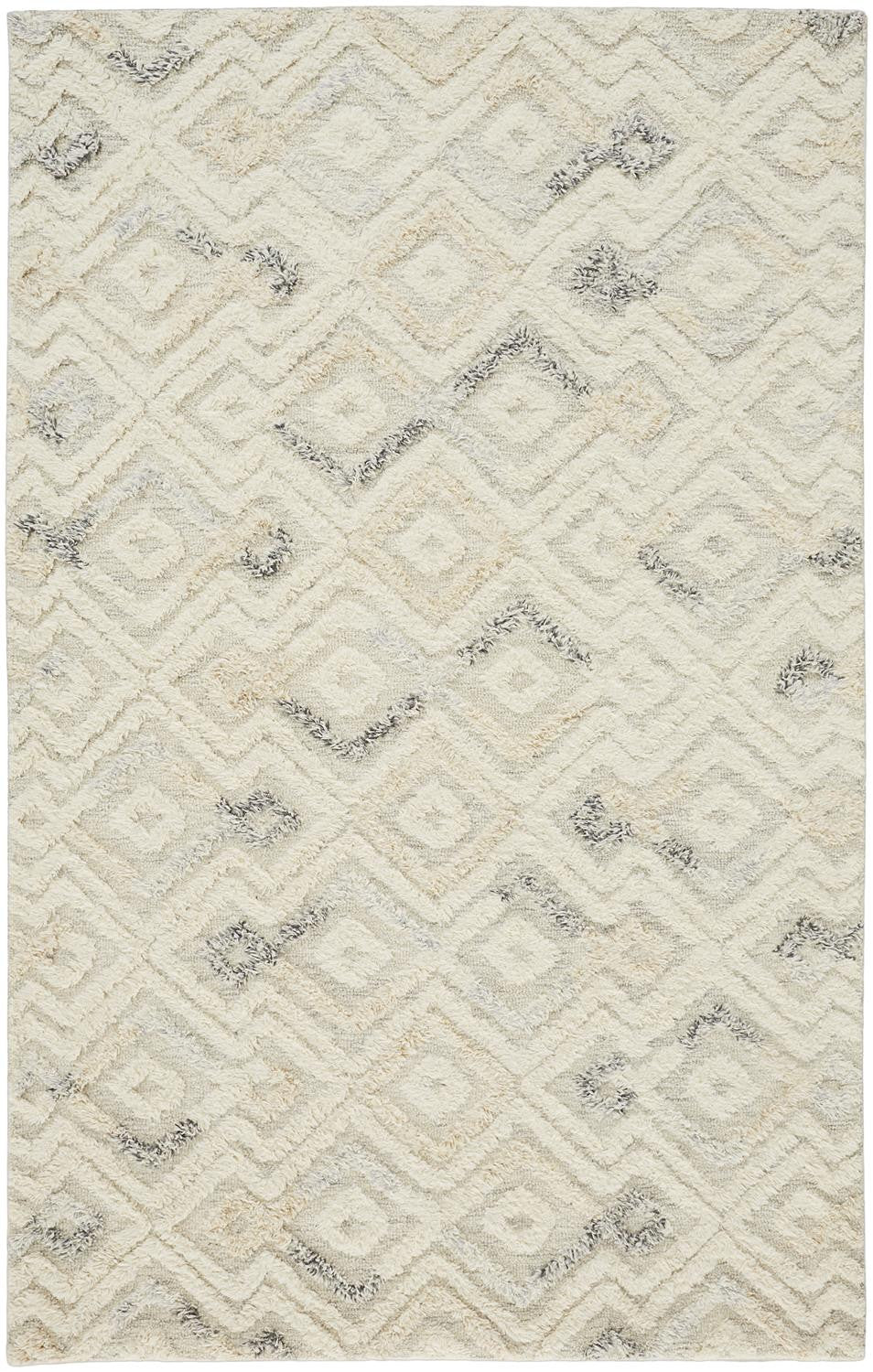 Stylish Gray & Ivory Geometric Tufted Wool Area Rug for Cozy Living Spaces