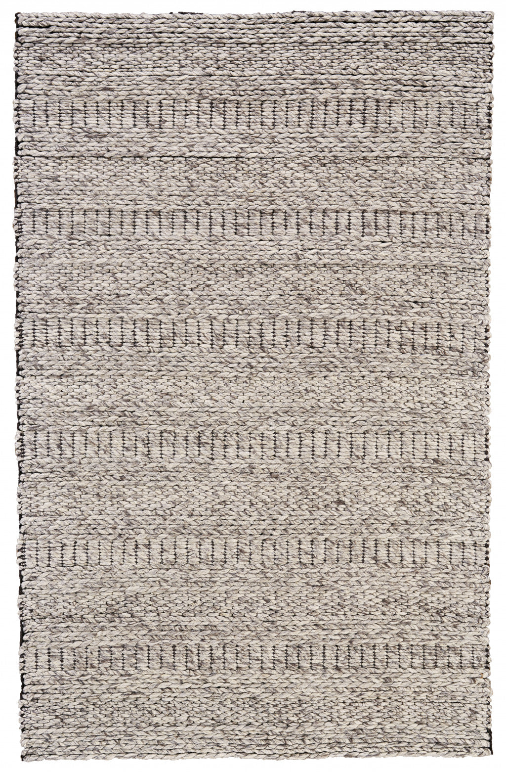 Exquisite Hand - Woven Gray and Ivory Wool Area Rug with Stain - Resistant Feature for Elegant Living Spaces