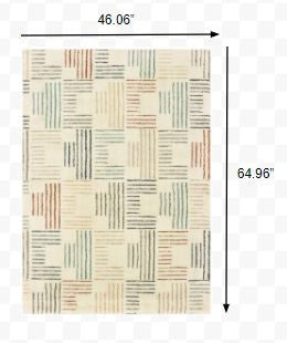 Ivory Multi - Neutral Color Geometric High - Pile Area Rug for a Comfortable and Contemporary Home Decorating