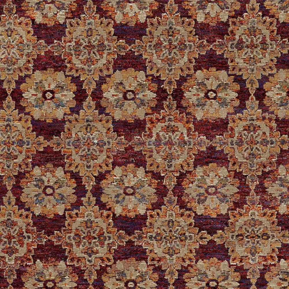 Exquisite Oriental Power Loom Area Rug - Opulent Red and Gold Pattern, Stain-Resistant, Ideal for Home Decor