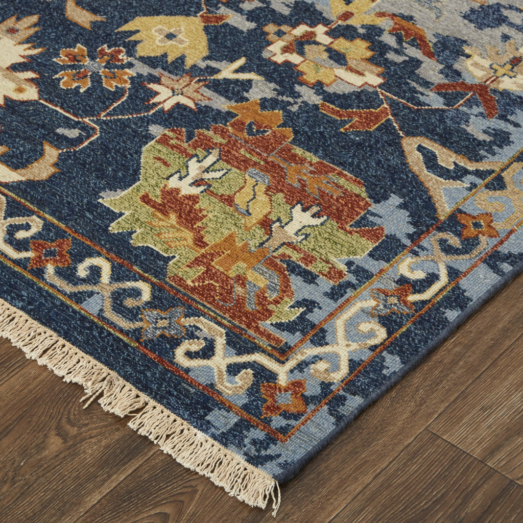 Exquisite Hand-Knotted Wool Floral Area Rug with Fringe - Stain-Resistant and Unique Design for Any Living Space