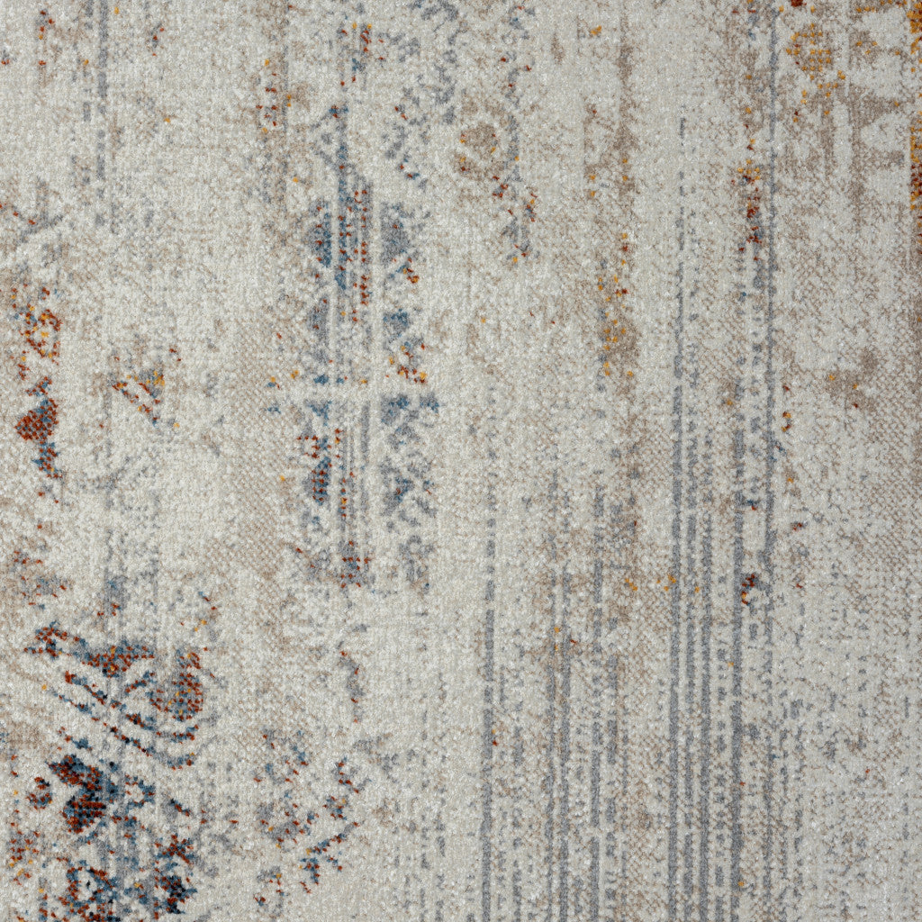 Ivory Tribal Washable Distressed Area Rug - Enhance Your Space in Style