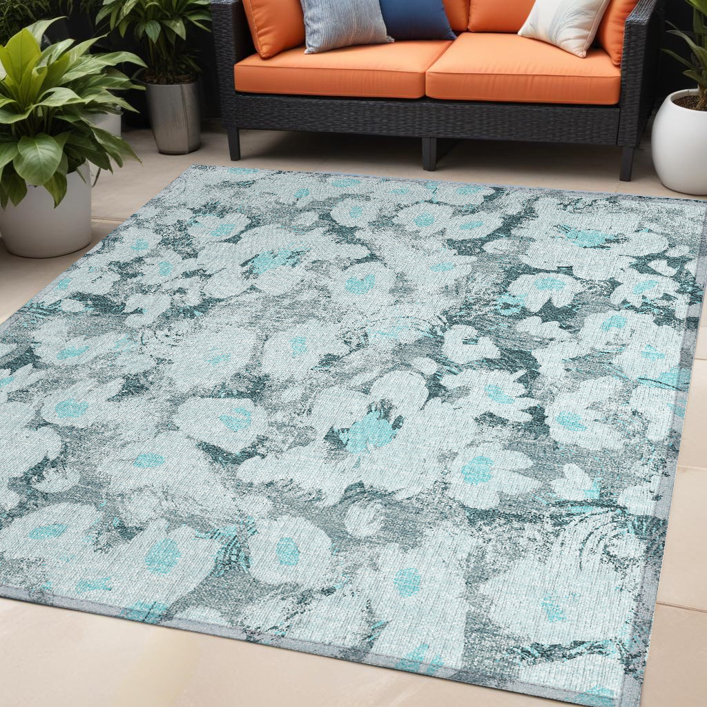 Exquisite Floral Indoor and Outdoor Runner Rug with Stain-Resistant, Non-Skid, and Washable Design for Home Decor