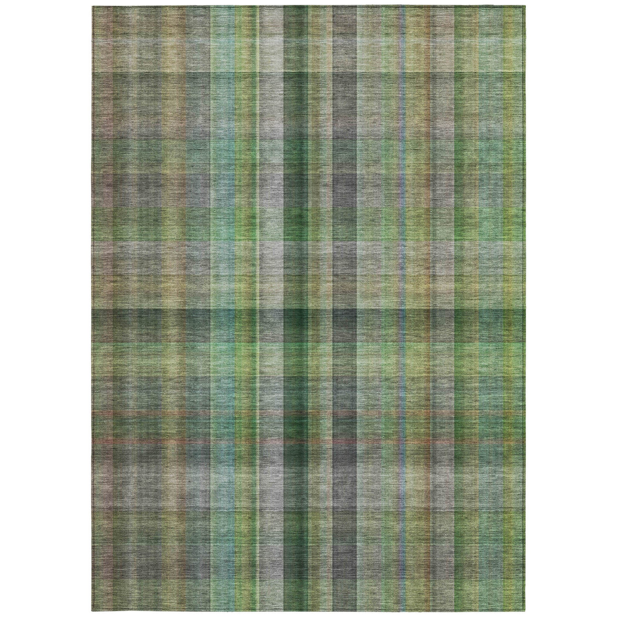 Stain-Resistant, Non-Skid, Washable Purple Round Plaid Rug for Indoors & Outdoors, Ideal for Kids & Pets