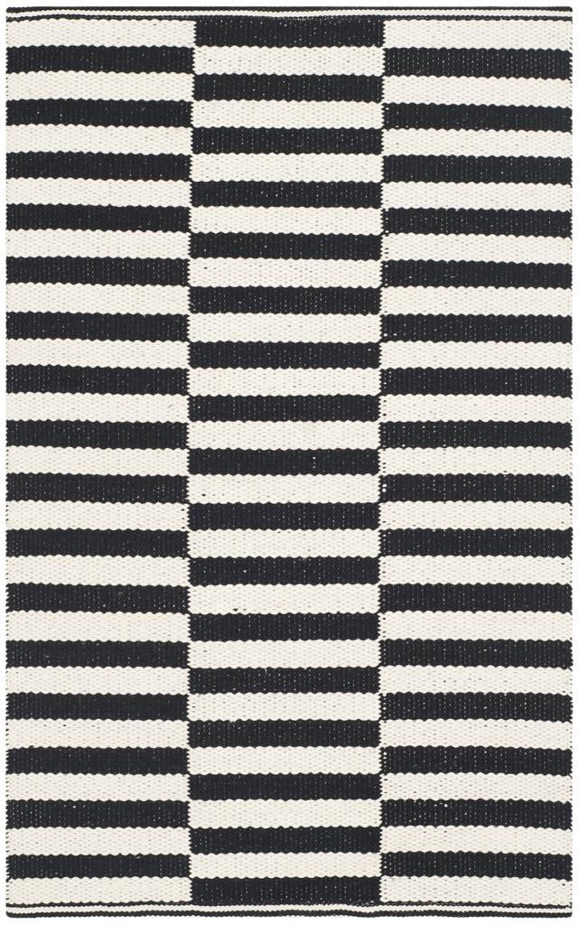 Exquisite Montauk Handmade Flat Weave Cotton Rug with Coastal Chic Ikat Design for Modern Contemporary Home Decor