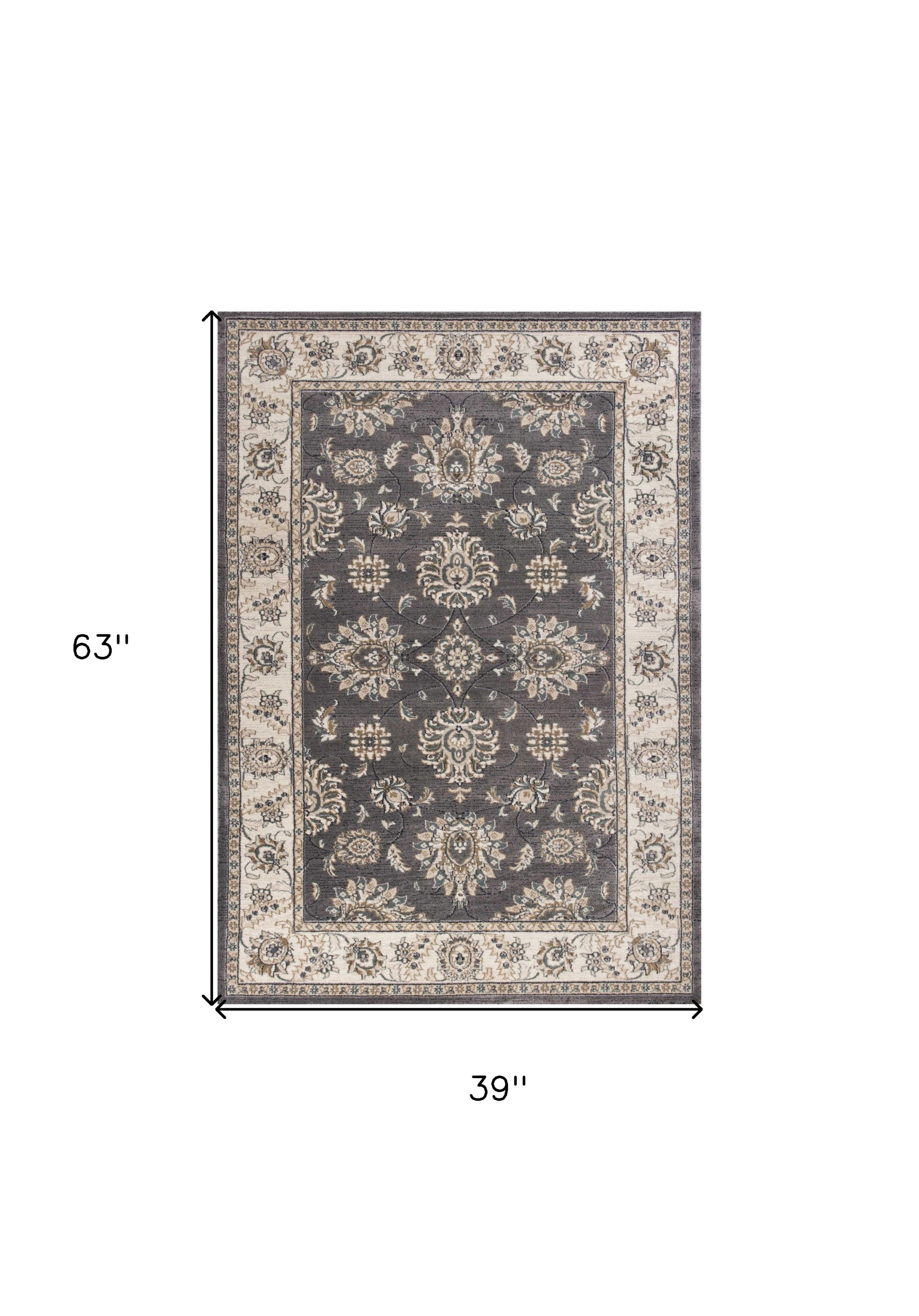 High - Quality Turkish Modern Grey/Ivory Kashan Area Rug for Elegant Homes