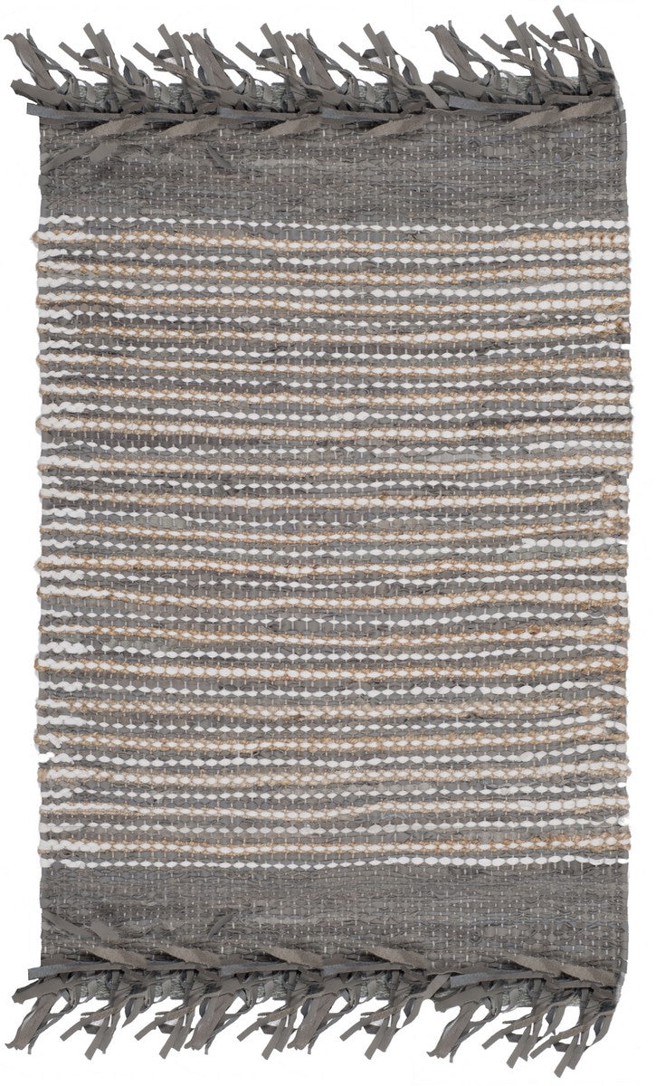 Elegant Vintage VTL373 Leather-Cotton Blend Rug for Timeless Home Decor