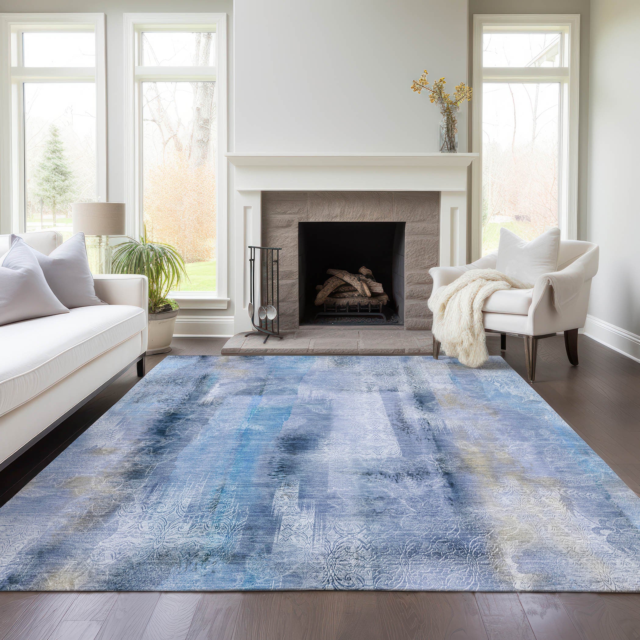 Stylish Washable, Stain-Resistant Non-Skid Purple Runner Rug for Indoor & Outdoor Use
