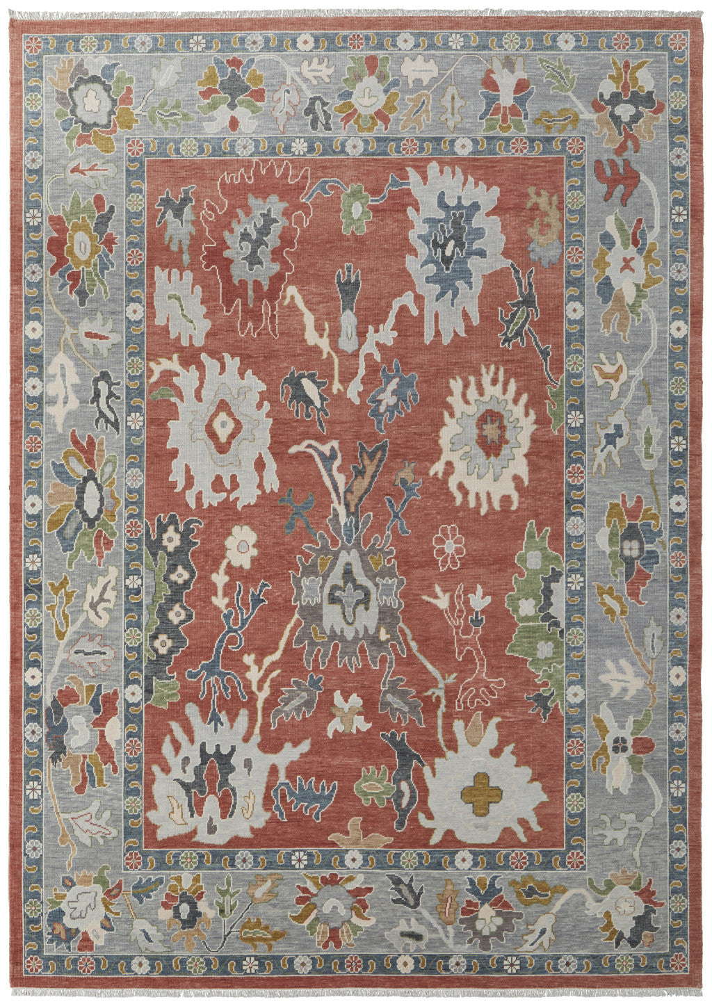 Exquisite Hand-Knotted Floral Wool Area Rug with Fringe - A Timeless and Stylish Addition for Warmth in Your Space
