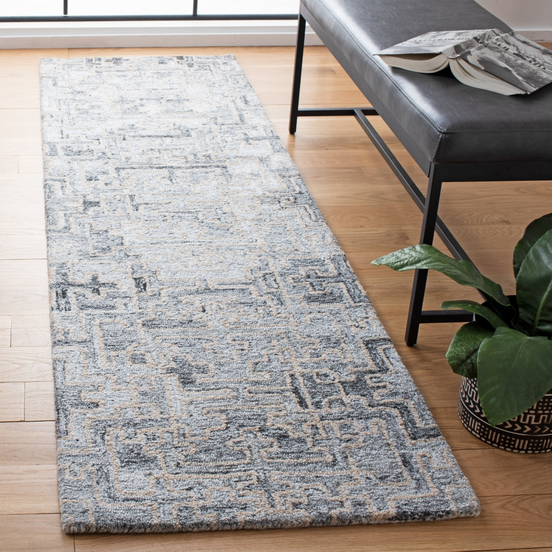 Stylish and Durable Abstract Hand - Tufted Contemporary Floor Rug Made of 80% Polyester and 20% Wool with Soft Texture