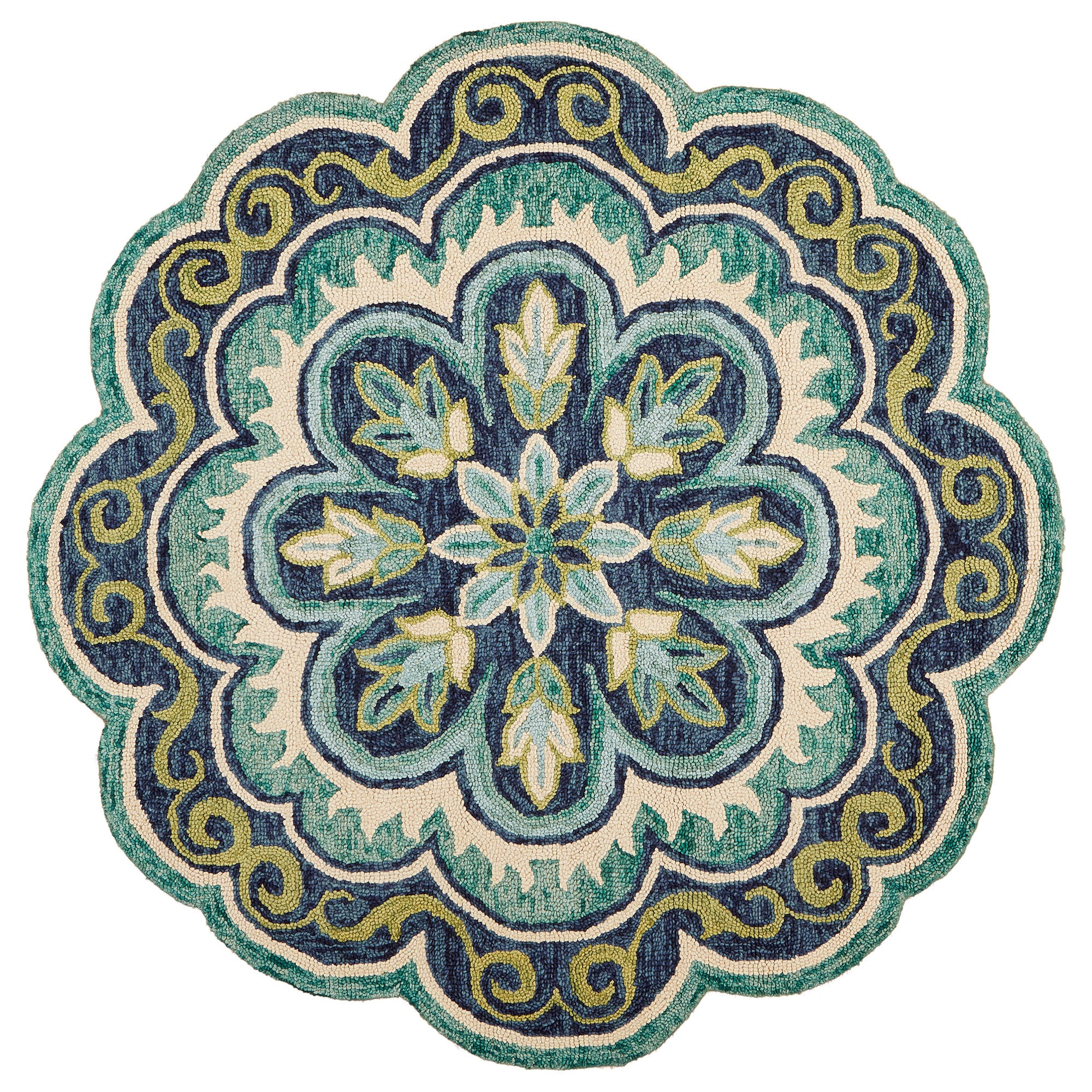 Elegant Hand-Tufted Green Wool Floral Area Rug for a Cozy Living Space