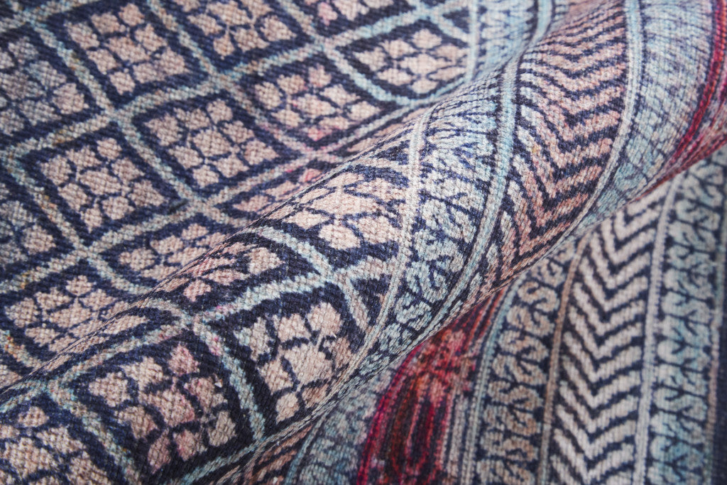 Stylish Tan, Blue & Pink Striped Area Rug for Elegant Warmth in Any Room