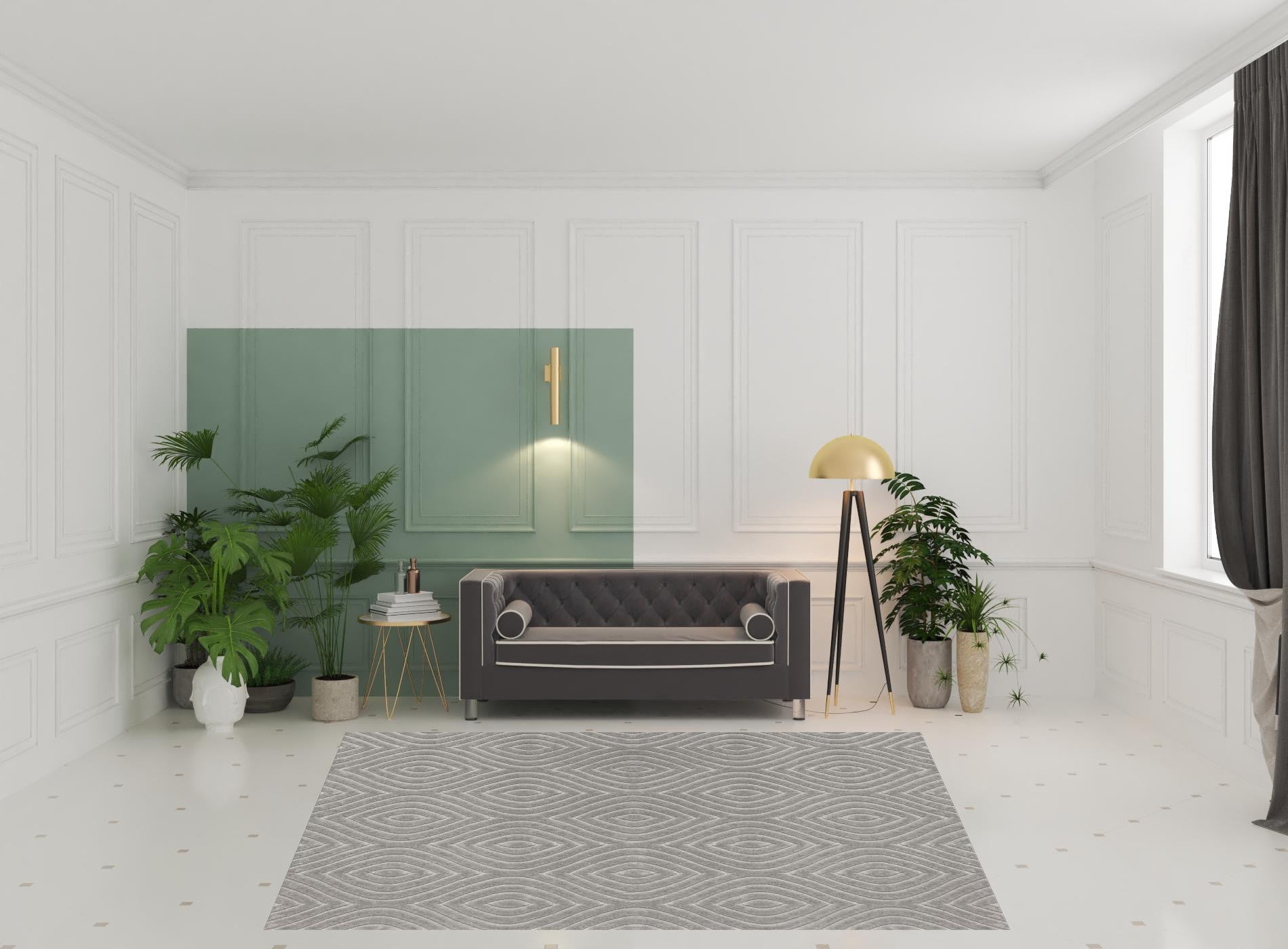 Elegant and Stain-Resistant Trellis Design Area Rug - Ideal for Family Homes with Kids and Pets