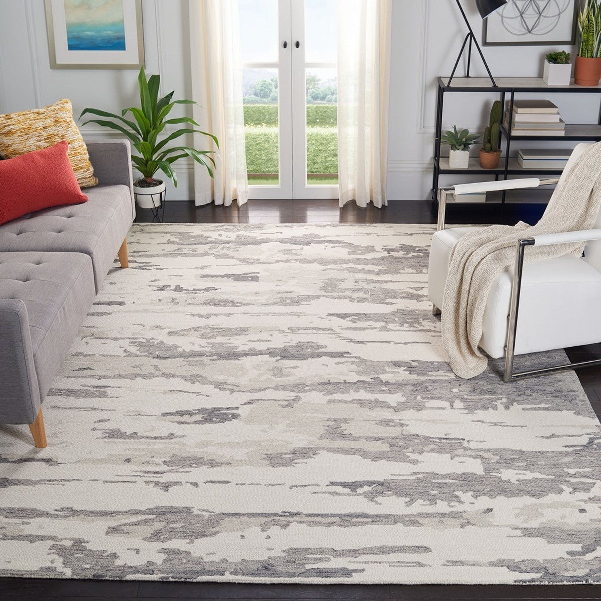 Luxurious Indian Hand-Tufted 100% Wool Rug with Soft Pile - Abstract 465 Design