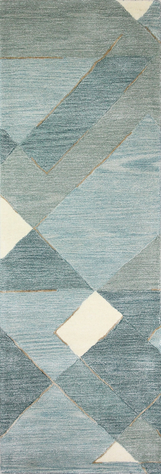 R129-AQ-HG380 Exquisite Wool Area Rug with Viscose Accents for Luxury and Comfort
