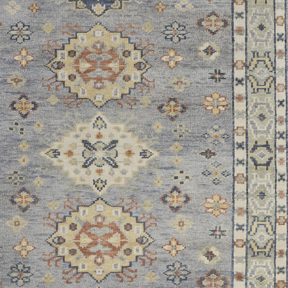 Artisan Hand Knotted Geometric Wool Area Rug with Fringed Tassels – Stylish and Stain-Resistant Home Decor