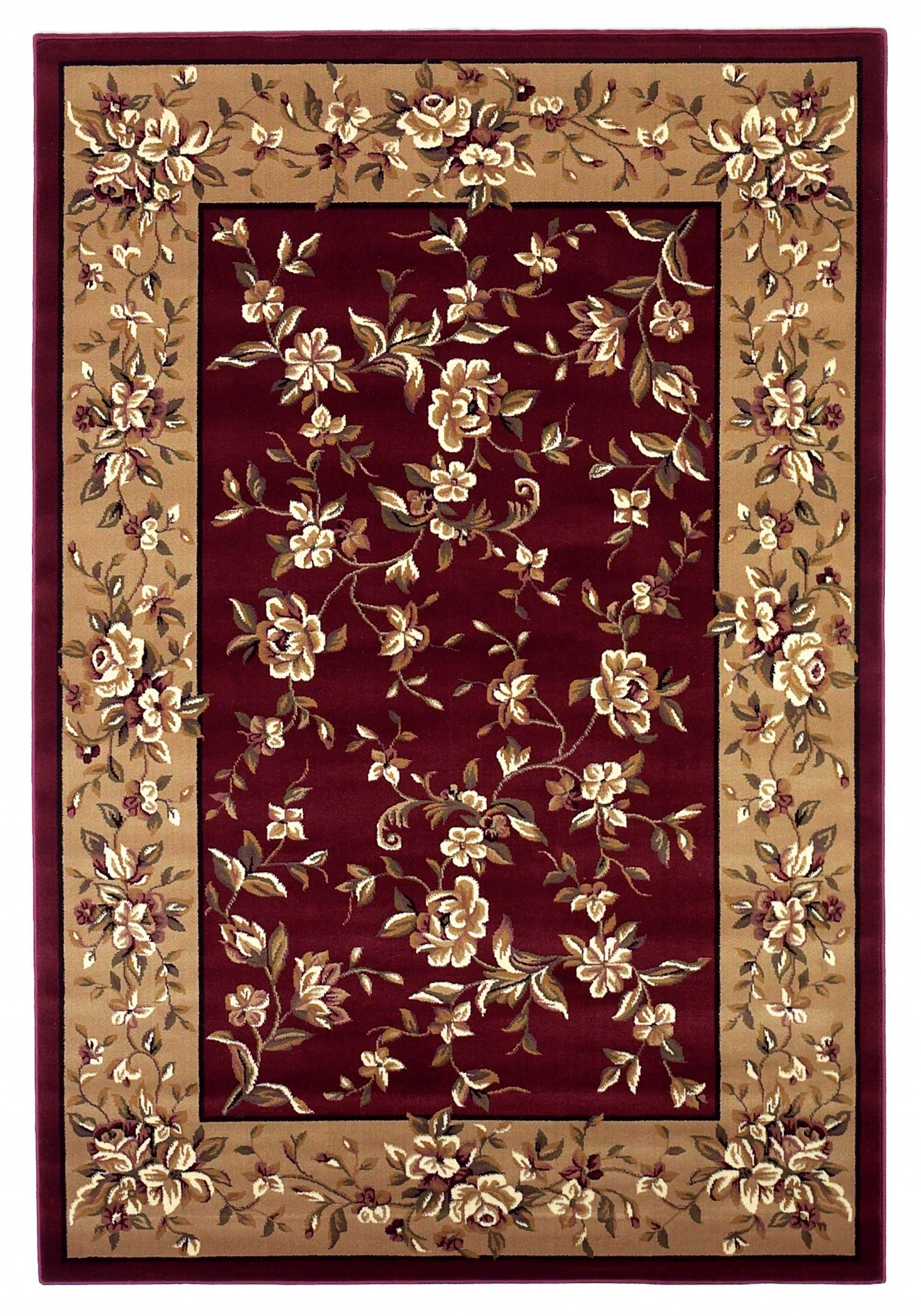 Exquisite Modern Red and Beige Floral Area Rug for Sophisticated Home Decor