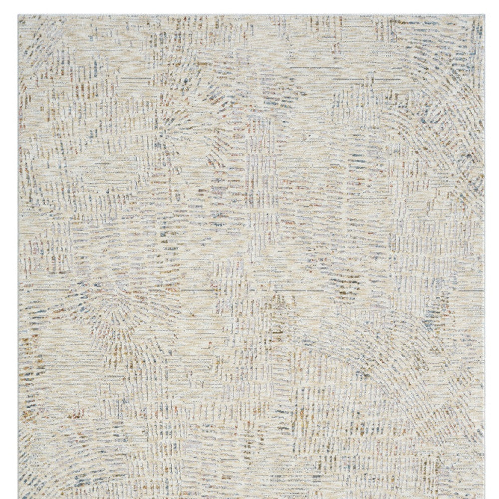 Stylish 8-Foot Ivory and Gray Abstract Runner Rug for Walkways and Doorways