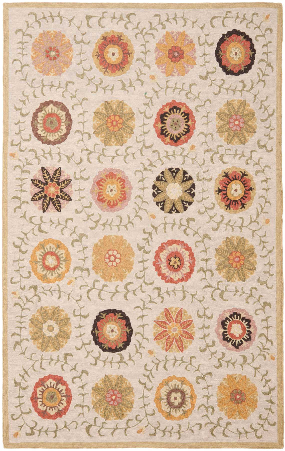 Stylish Hand - Woven 100% Wool Rug with Bold Modern Chintz Motifs for Trendy Interiors