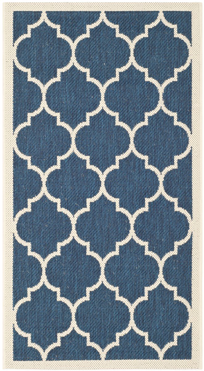 High - Quality Courtyard Power - Loomed Indoor/Outdoor Rug Featuring Vivid Quatrefoils for Elegant and Durable Home Decor