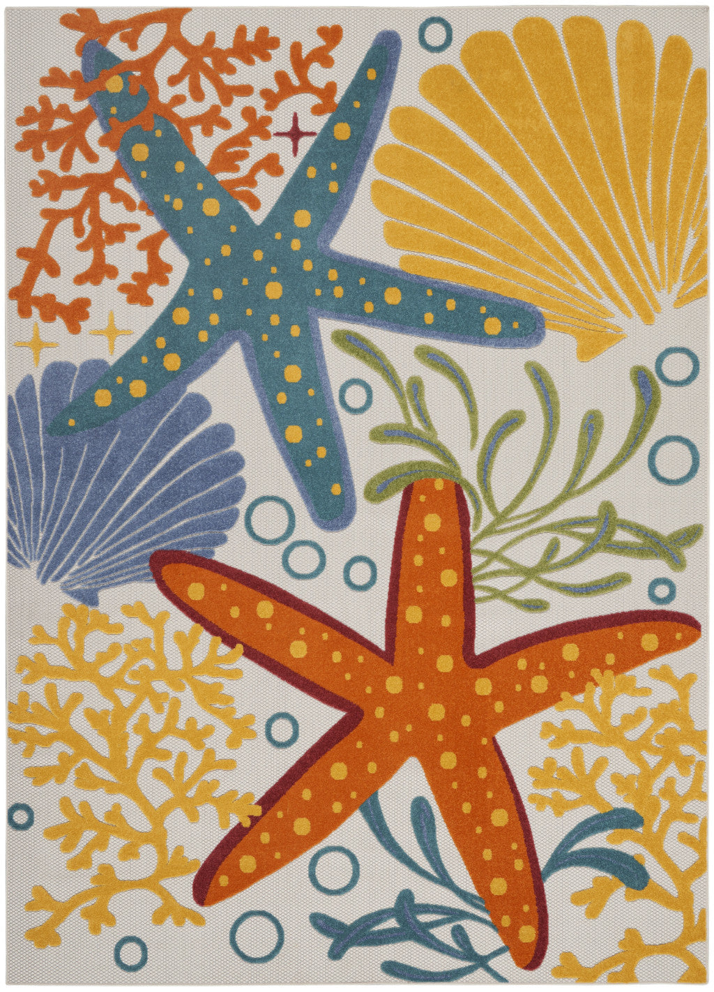 Durable Turkish-Style Indoor Outdoor Area Rug in Stylish Yellow and Ivory