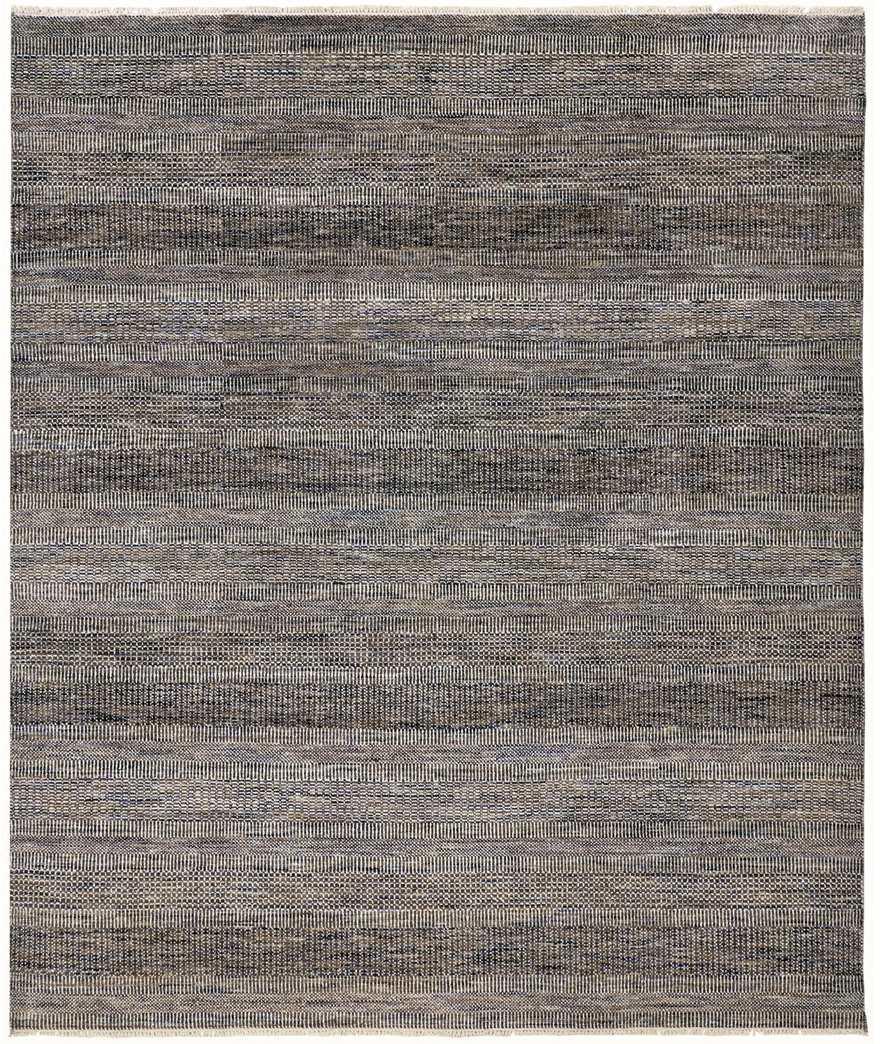 Exquisite Hand - Knotted Gray Wool Striped Area Rug for Warm and Inviting Spaces