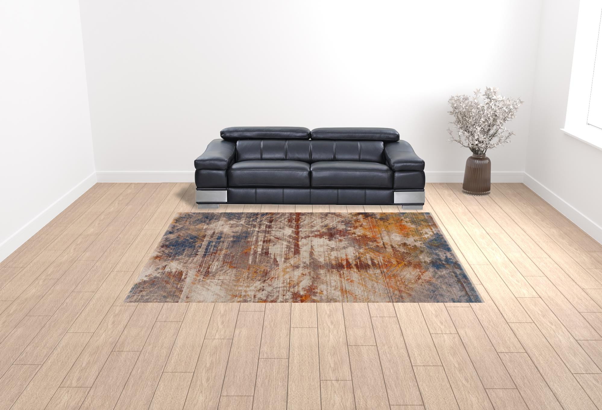 Stylish and Comfortable Gray Abstract Distressed Area Rug for Home Decoration - Enhance Your Living Space with Quality Design