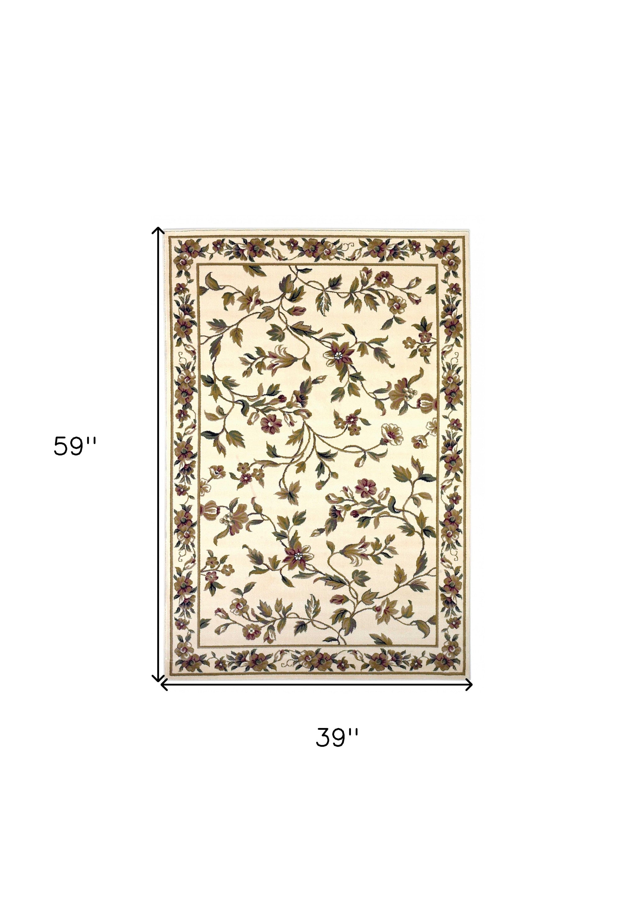 Exquisite Ivory Floral Vine Machine - Made Area Rug with Modern Allure and High - Quality Craftsmanship for Your Home Decor