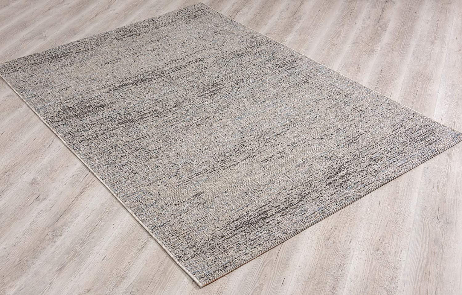 Elegant Turkish Blue and Gray Distressed Runner Rug for Durable Modern Home Decor
