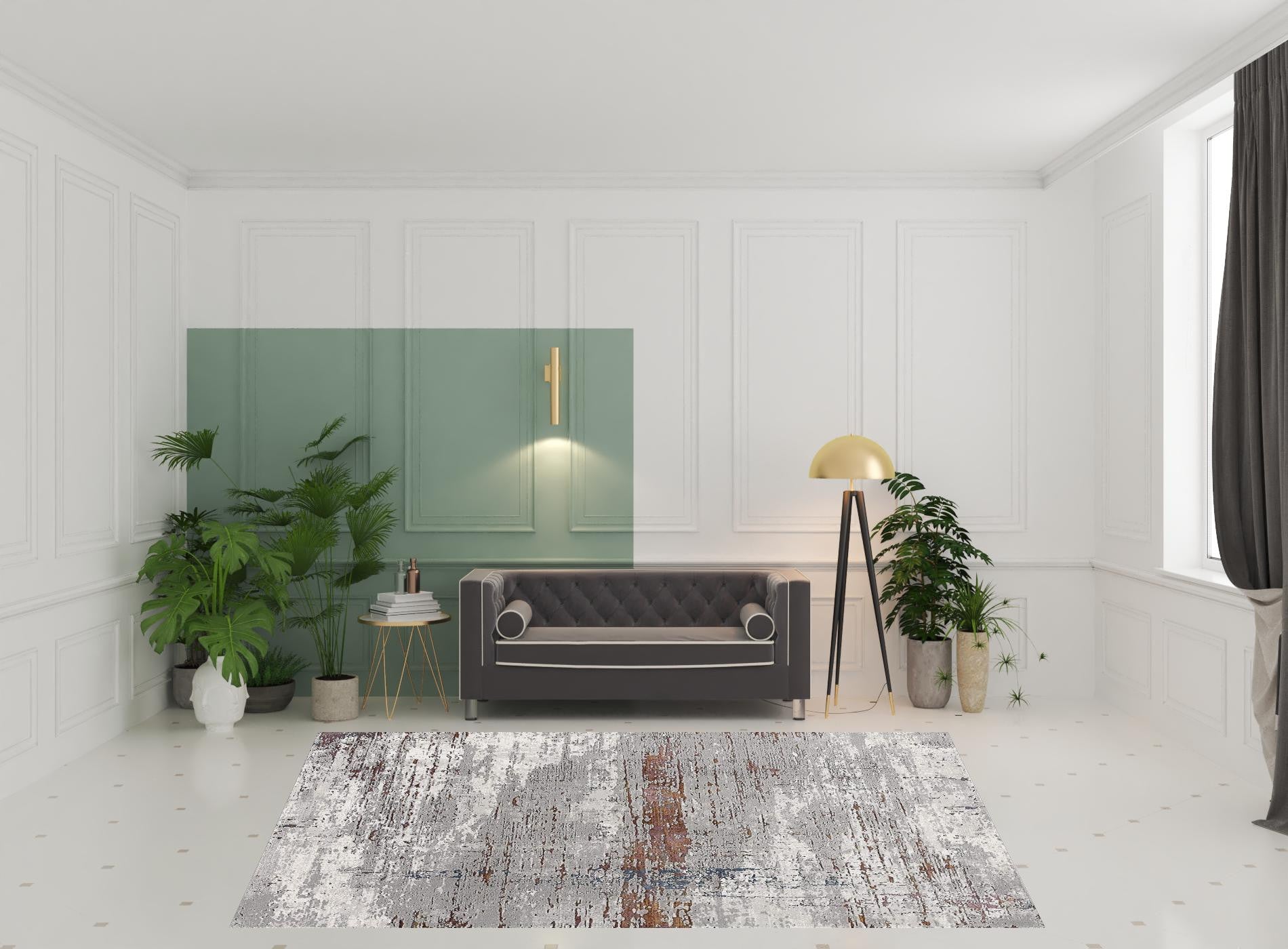 Stylish and Durable Gray & Brown Abstract Scraped Area Rug for Modern Homes